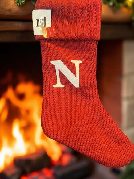 Target Wondershop Red Holiday Knit Christmas Stocking, Letter N Monogram 19" - Picture 1 of 1